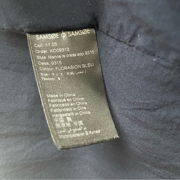 Samsoe & Samsoe Marice Blue Long Sleeve Floral Print Chiffon Dress Size S - Picture 6 of 8